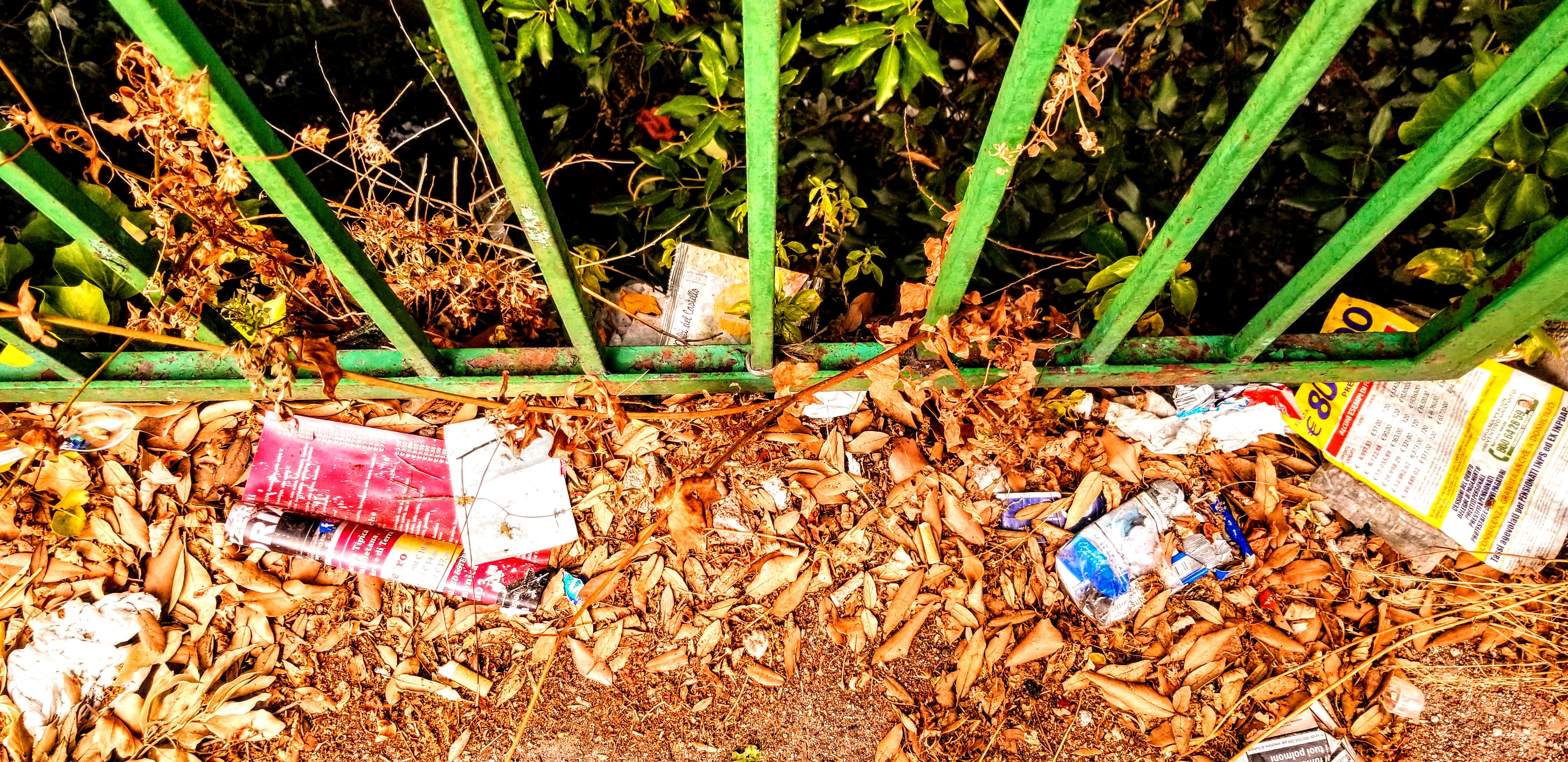 Garbage littering the street in Naples, Italy.