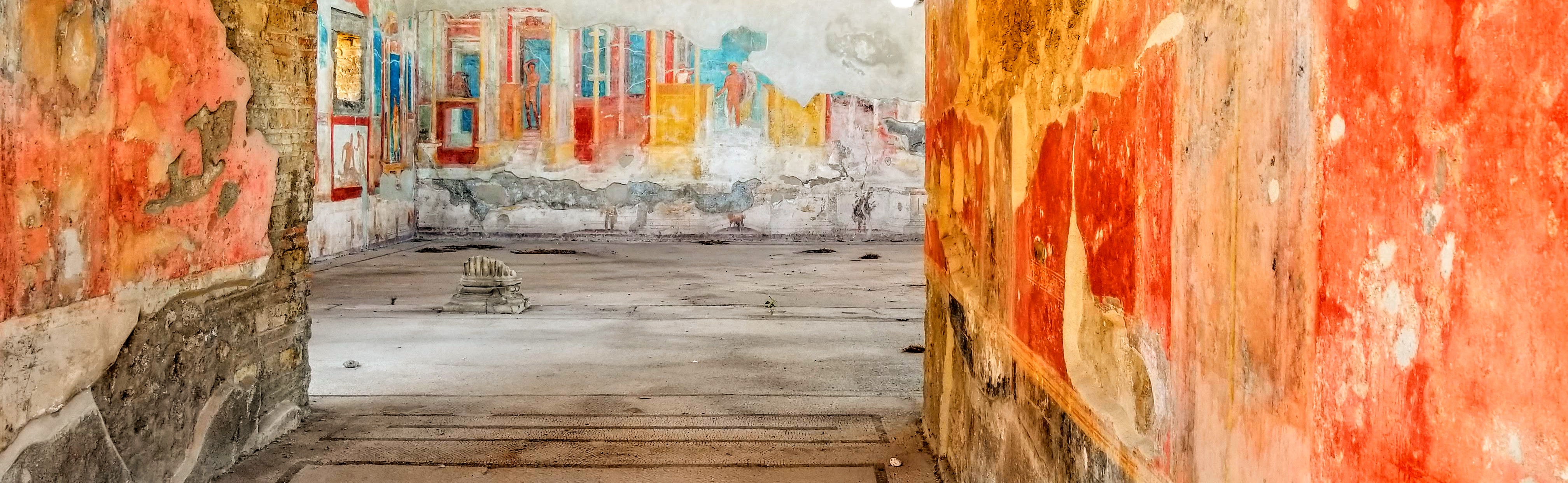 Frescoes in the ruins of Pompeii, Italy.