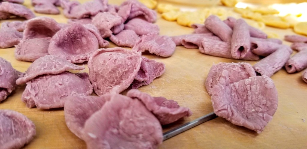 Photograph of home-made orecchiette pasta.